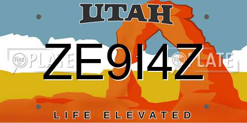ZE9I4Z Utah License Plate