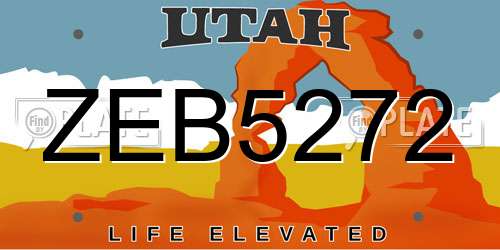 ZEB5272 Utah License Plate