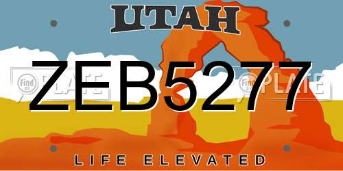 ZEB5277 Utah License Plate