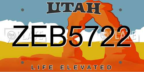 ZEB5722 Utah License Plate