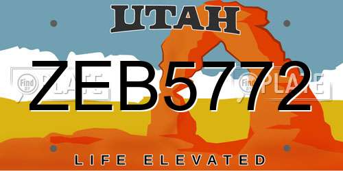 ZEB5772 Utah License Plate
