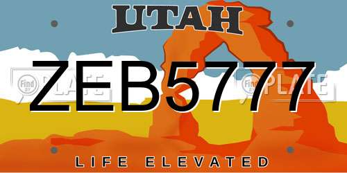 ZEB5777 Utah License Plate