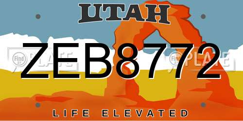 ZEB8772 Utah License Plate