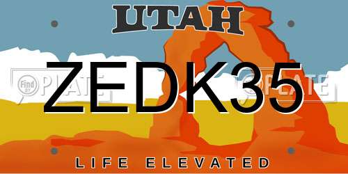 ZEDK35 Utah License Plate