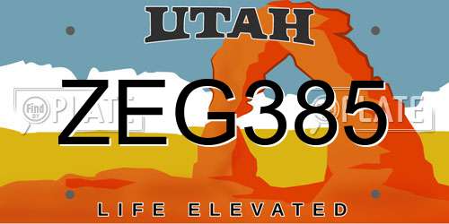 ZEG385 Utah License Plate