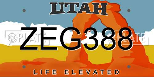 ZEG388 Utah License Plate