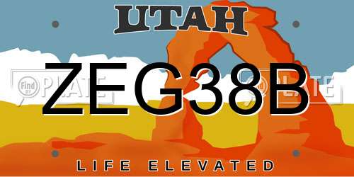 ZEG38B Utah License Plate
