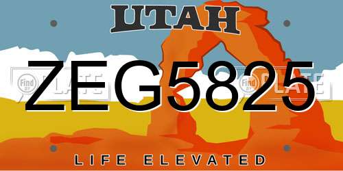 ZEG5825 Utah License Plate