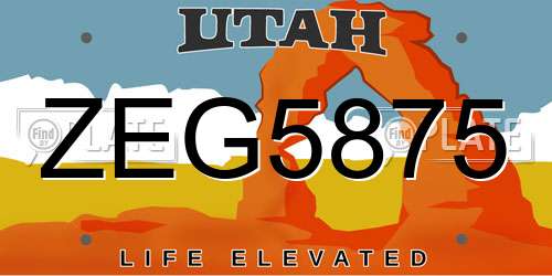 ZEG5875 Utah License Plate