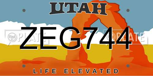 ZEG744 Utah License Plate