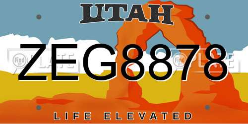 ZEG8878 Utah License Plate