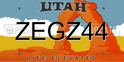 ZEGZ44 Utah License Plate