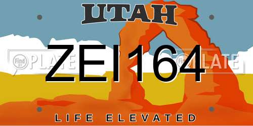 ZEI164 Utah License Plate