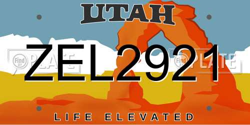 ZEL2921 Utah License Plate