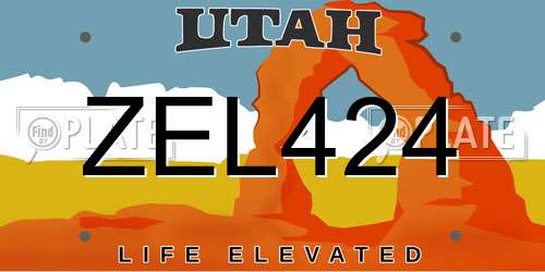 ZEL424 Utah License Plate