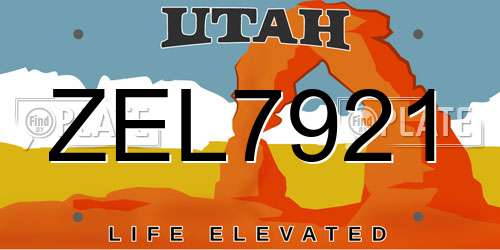 ZEL7921 Utah License Plate