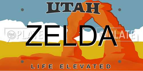 ZELDA Utah License Plate