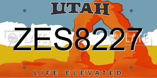 ZES8227 Utah License Plate