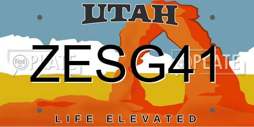 ZESG41 Utah License Plate