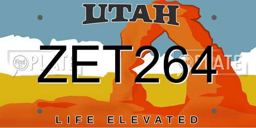 ZET264 Utah License Plate