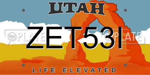 ZET53I Utah License Plate