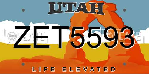 ZET5593 Utah License Plate