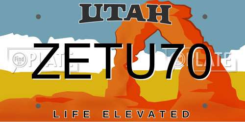 ZETU70 Utah License Plate