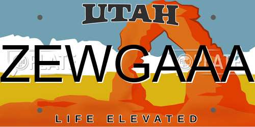 ZEWGAAA Utah License Plate