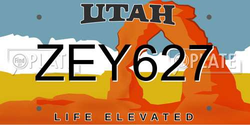 ZEY627 Utah License Plate