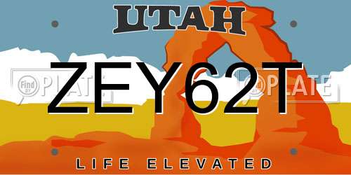 ZEY62T Utah License Plate