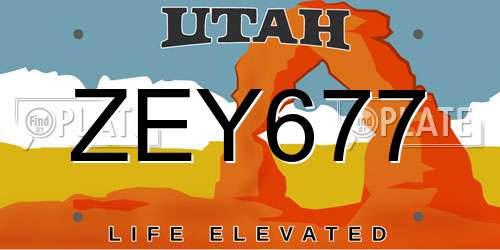 ZEY677 Utah License Plate