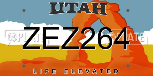 ZEZ264 Utah License Plate