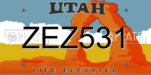ZEZ531 Utah License Plate