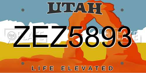 ZEZ5893 Utah License Plate