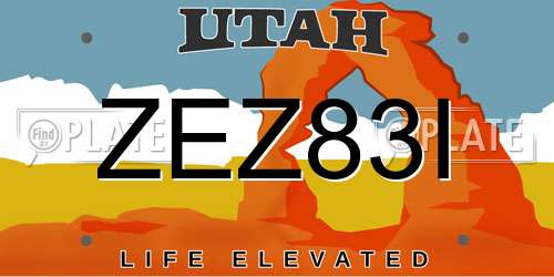 ZEZ83I Utah License Plate