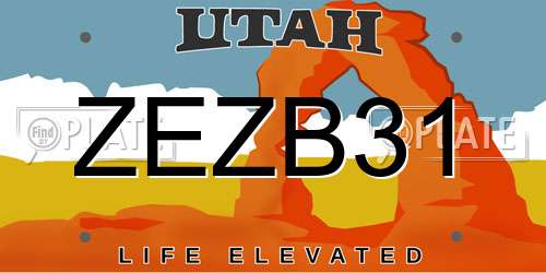 ZEZB31 Utah License Plate