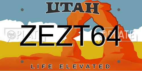 ZEZT64 Utah License Plate