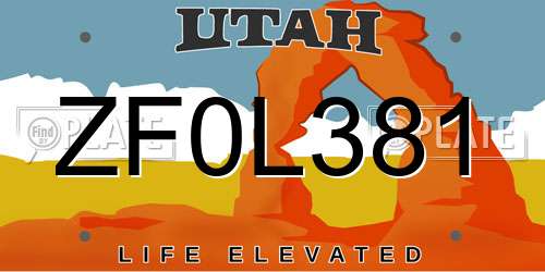 ZF0L381 Utah License Plate