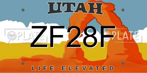 ZF28F Utah License Plate