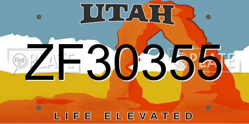 ZF30355 Utah License Plate