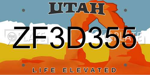 ZF3D355 Utah License Plate