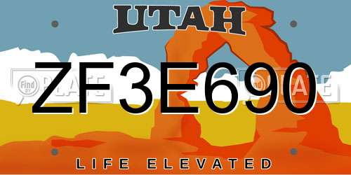 ZF3E690 Utah License Plate