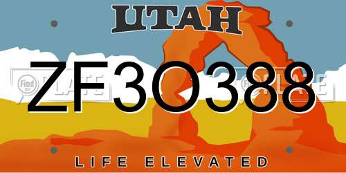 ZF3O388 Utah License Plate