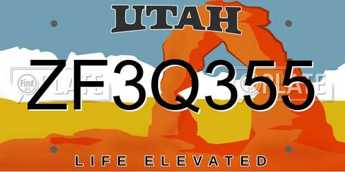 ZF3Q355 Utah License Plate