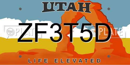 ZF3T5D Utah License Plate