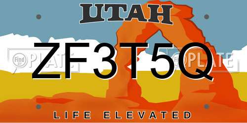 ZF3T5Q Utah License Plate