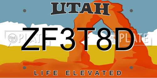 ZF3T8D Utah License Plate