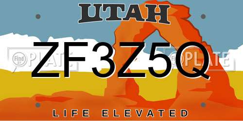 ZF3Z5Q Utah License Plate