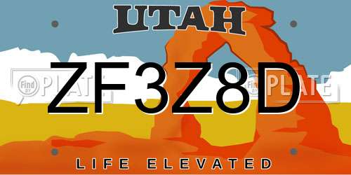 ZF3Z8D Utah License Plate