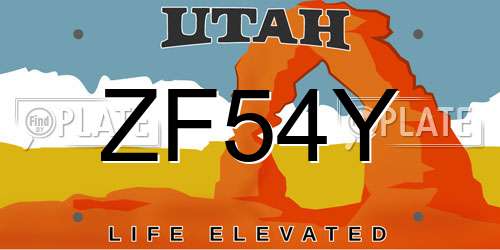 ZF54Y Utah License Plate